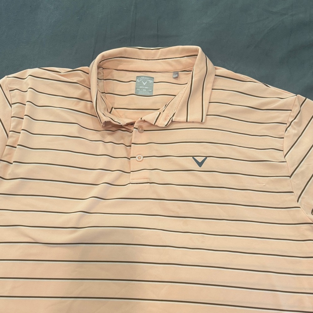 Men's Peach Striped Callaway Golf Polo Shirt